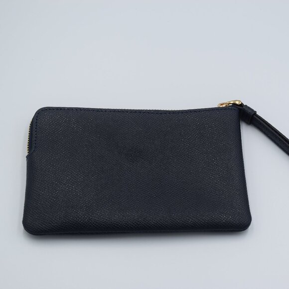 COACH CORNER ZIP WRISTLET IN CROSSGRAIN LEATHER, NAVY BLUE - NWT - Picture 4 of 7